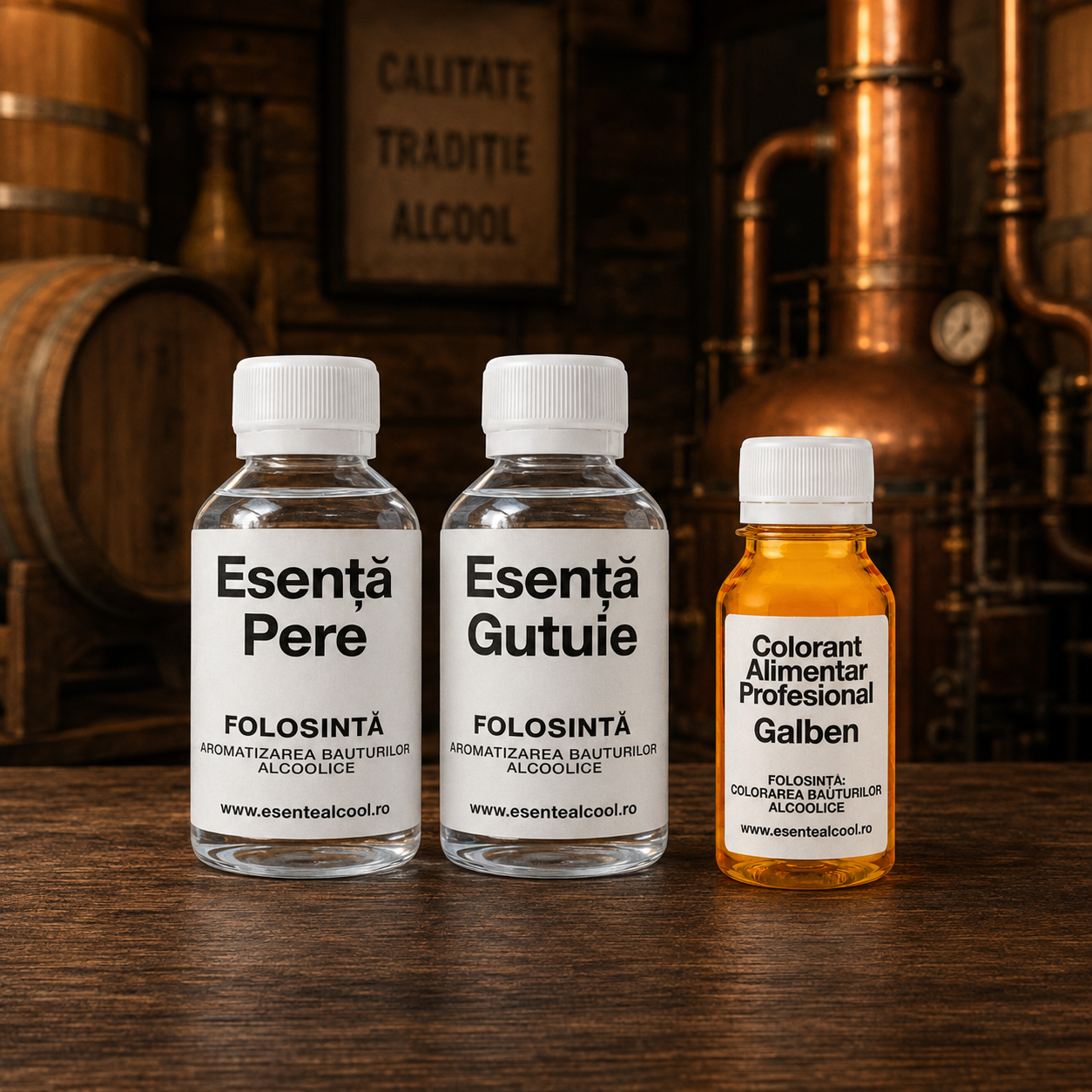 Set Pălincă Aurie — Esențe + Colorant